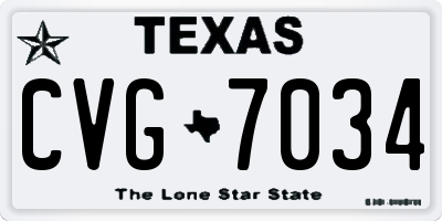 TX license plate CVG7034