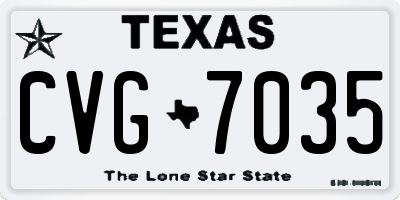 TX license plate CVG7035