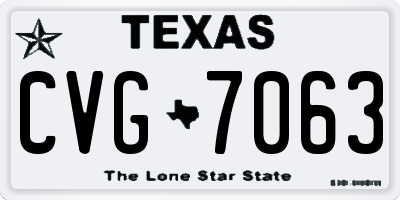 TX license plate CVG7063