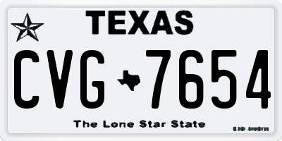 TX license plate CVG7654
