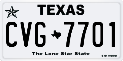 TX license plate CVG7701