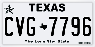 TX license plate CVG7796