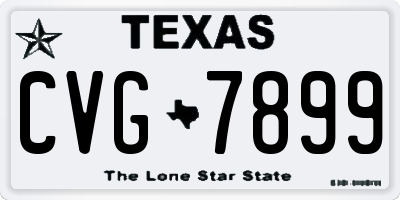 TX license plate CVG7899