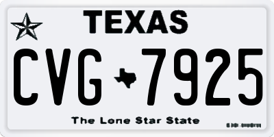 TX license plate CVG7925