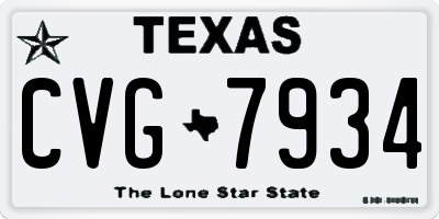 TX license plate CVG7934