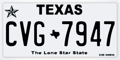 TX license plate CVG7947