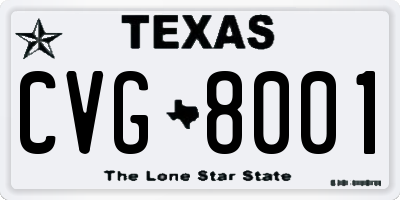 TX license plate CVG8001