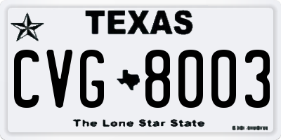 TX license plate CVG8003
