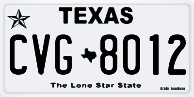 TX license plate CVG8012