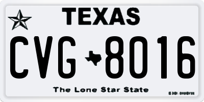 TX license plate CVG8016
