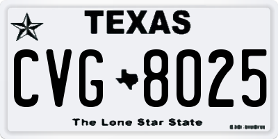 TX license plate CVG8025