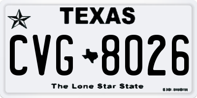 TX license plate CVG8026