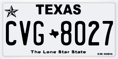 TX license plate CVG8027