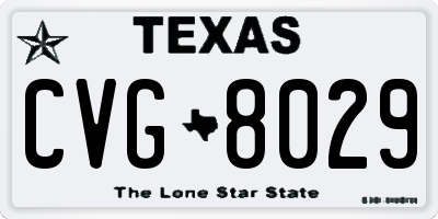TX license plate CVG8029