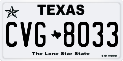 TX license plate CVG8033