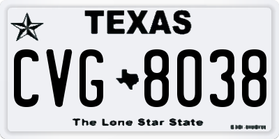 TX license plate CVG8038