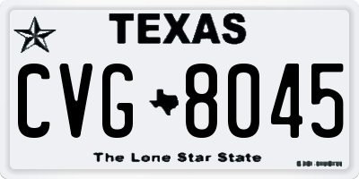TX license plate CVG8045
