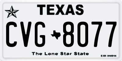 TX license plate CVG8077