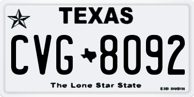 TX license plate CVG8092