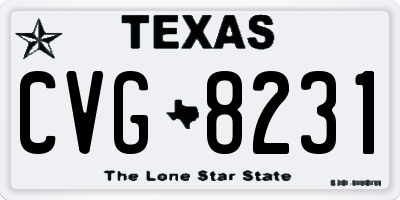 TX license plate CVG8231