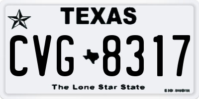 TX license plate CVG8317