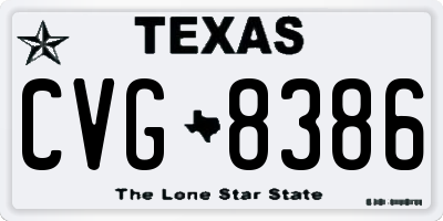 TX license plate CVG8386