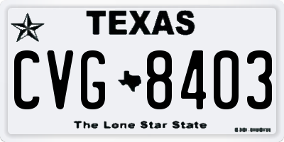 TX license plate CVG8403