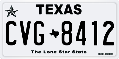 TX license plate CVG8412