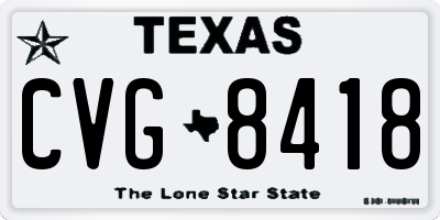 TX license plate CVG8418