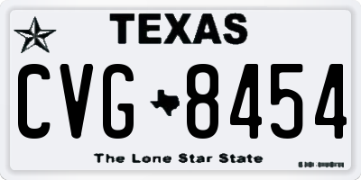 TX license plate CVG8454