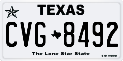 TX license plate CVG8492