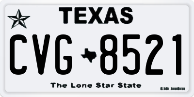 TX license plate CVG8521