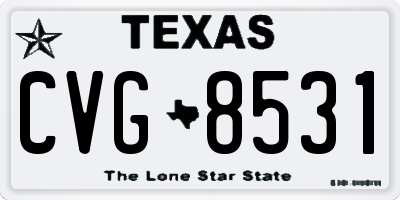 TX license plate CVG8531