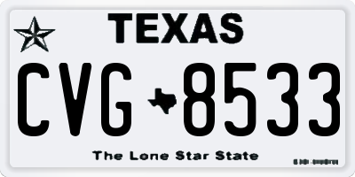TX license plate CVG8533