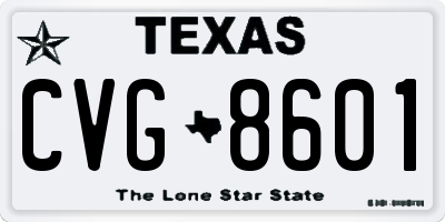 TX license plate CVG8601