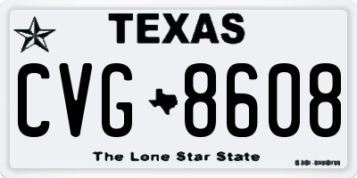 TX license plate CVG8608