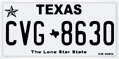 TX license plate CVG8630