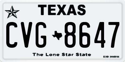 TX license plate CVG8647