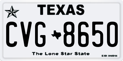 TX license plate CVG8650