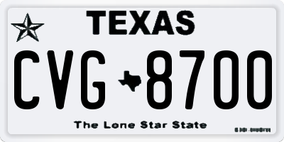 TX license plate CVG8700