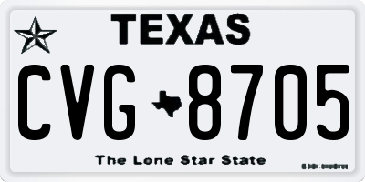 TX license plate CVG8705