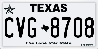 TX license plate CVG8708