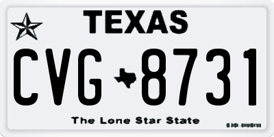 TX license plate CVG8731