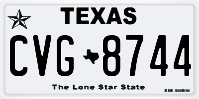 TX license plate CVG8744