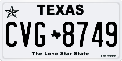 TX license plate CVG8749