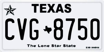 TX license plate CVG8750