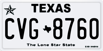 TX license plate CVG8760
