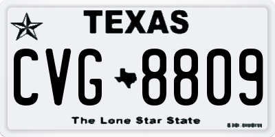 TX license plate CVG8809