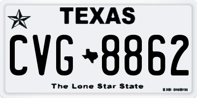 TX license plate CVG8862