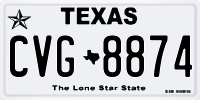 TX license plate CVG8874